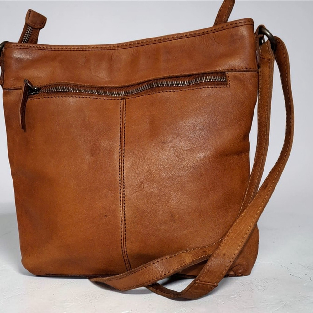Vilenca Holland Anthropologie Woven Leather Crossbody Bag in Cognac Brown 10×10 - Picture 2 of 6